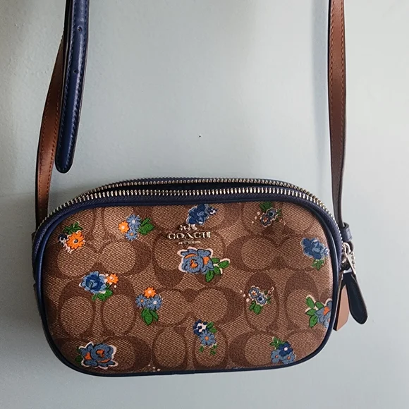 Coach Brown Signature Floral Crossbody Bag - Picture 1 of 6